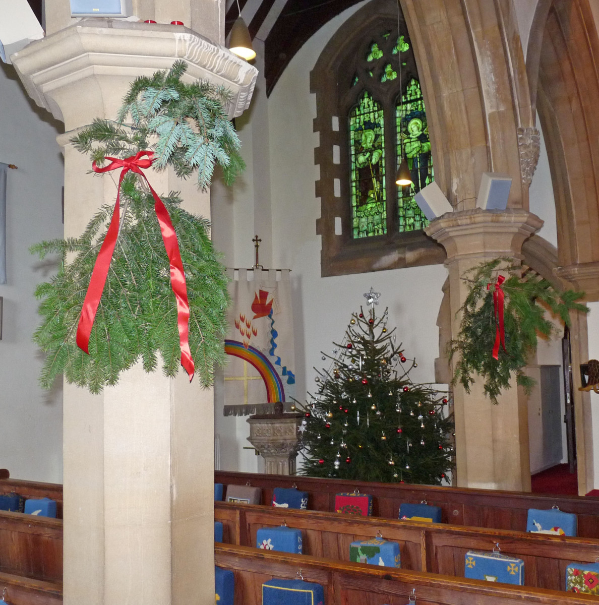 Inside St John's Milford at Christmas